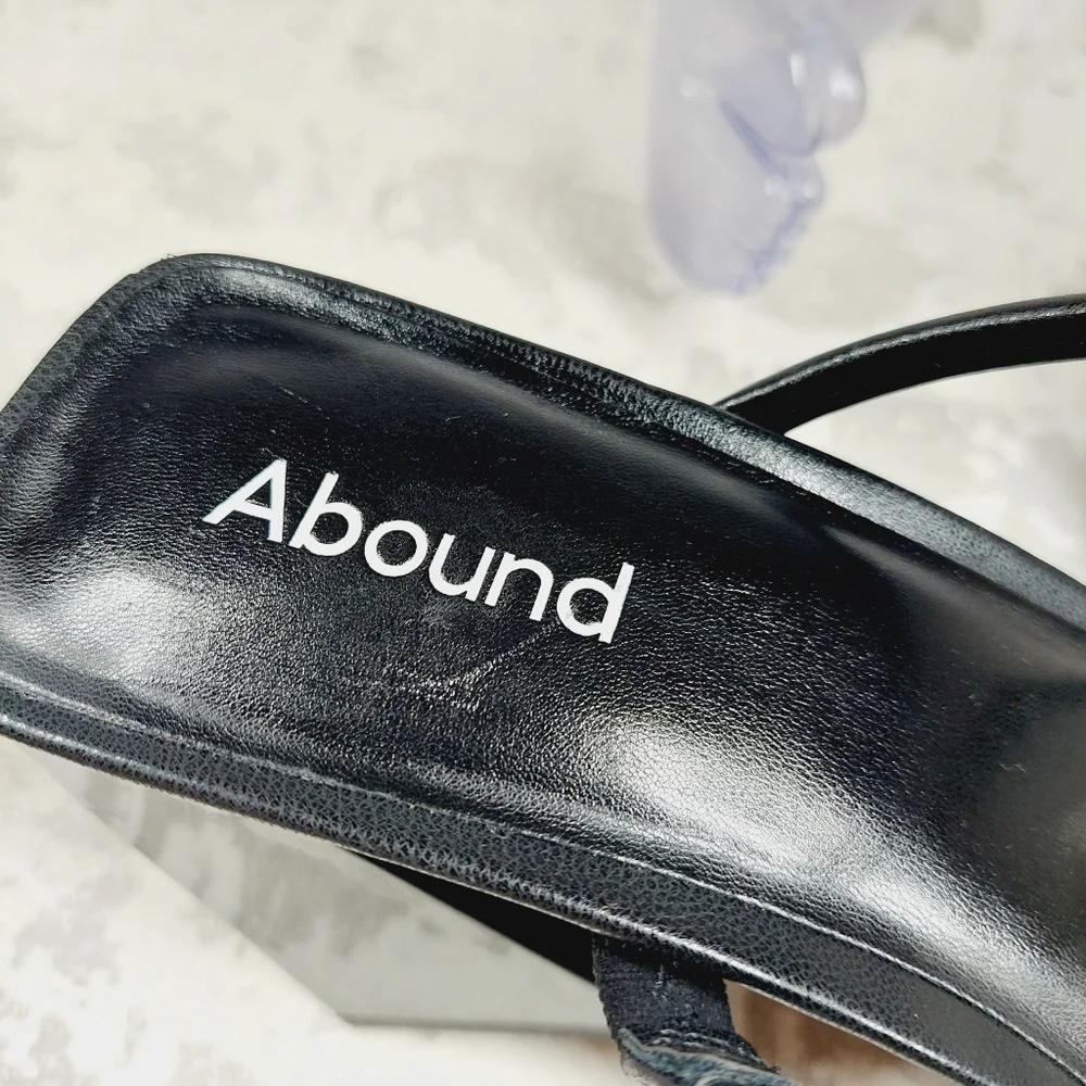 New Abound Austyn Black Block Heel Square Toe Strappy Sandals K309